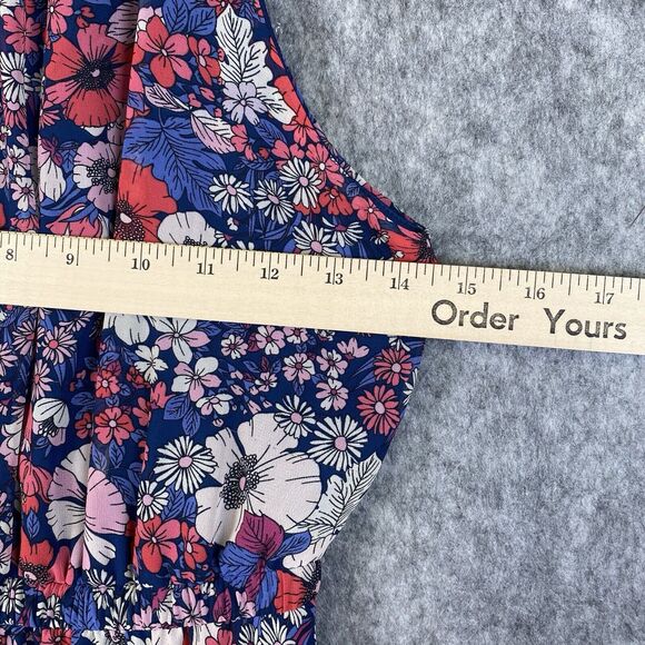 BCBG Paris Dress Womens XS Blue Pink Halter Floral Chiffon Handkerchief Hem Boho - Picture 6 of 15